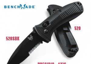 【世界名刀】美国蝴蝶Benchmade  520SBK黑色半齿专业战术折刀
