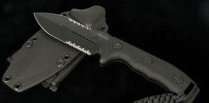 【正品军刀】美国微技术 MICROTECH Crosshair 101-2BL 十字黑色双刃半齿战术直刀